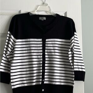 Black and White Striped Women's Sweater